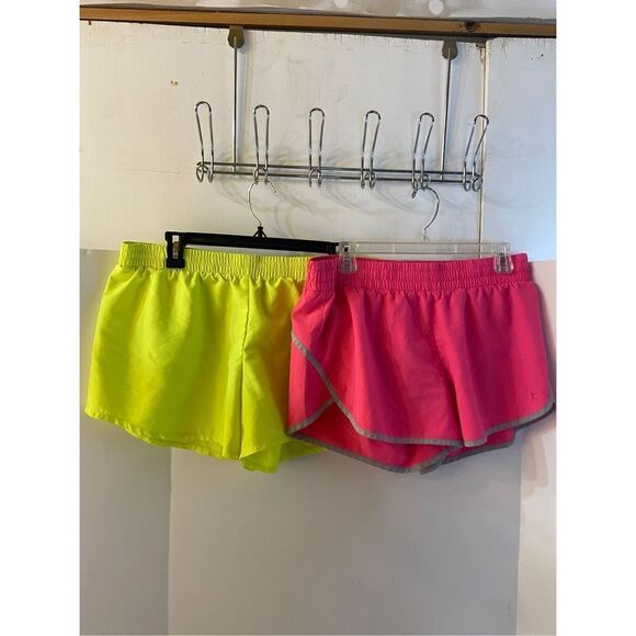 Danskin large 12-14 gym shorts lot neon yellow and pink - Picture 1 of 9